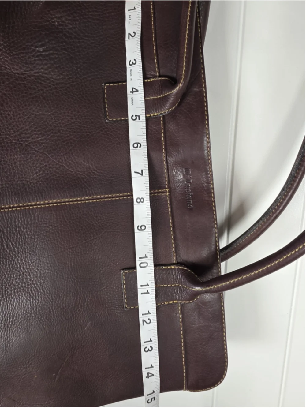 D'Luciano Brown Leather Shoulder Bag Tote Purse Pebbled Leather Classic Staple